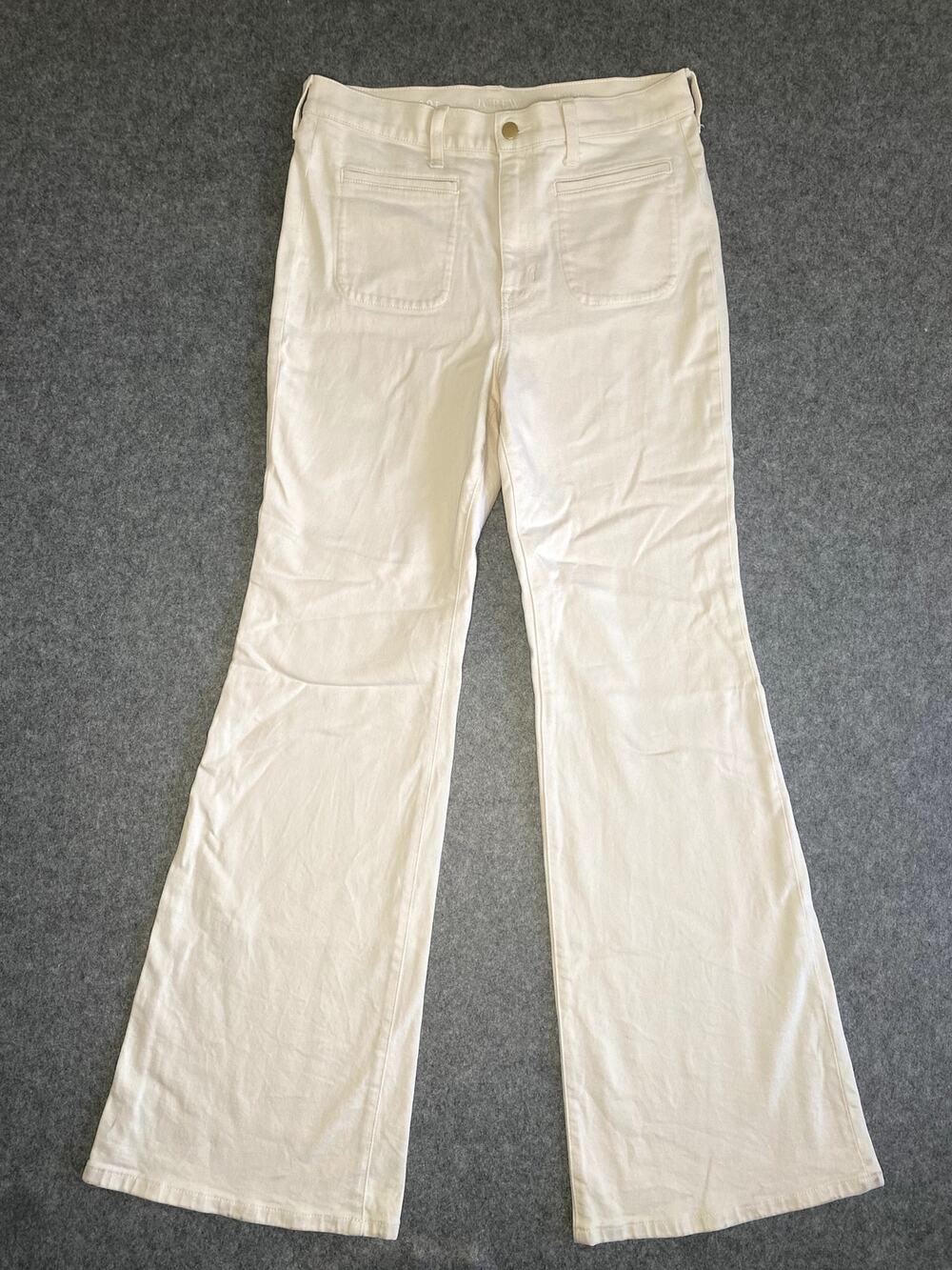 J.Crew 30T RE-96 96 Flare Pants Ivory Cream High Rise Cotton Stretch